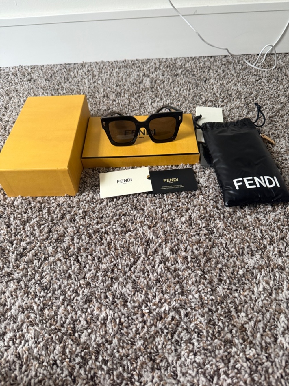 Fendi Black Sunglasses with Brown Lenses